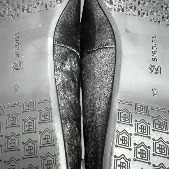 BIRDIES Shoes The Blackbird in Black Calf Hair Flats Women's Size 9
